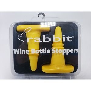 Rabbit Wine Bottle Stoppers, Set of 2, Yellow